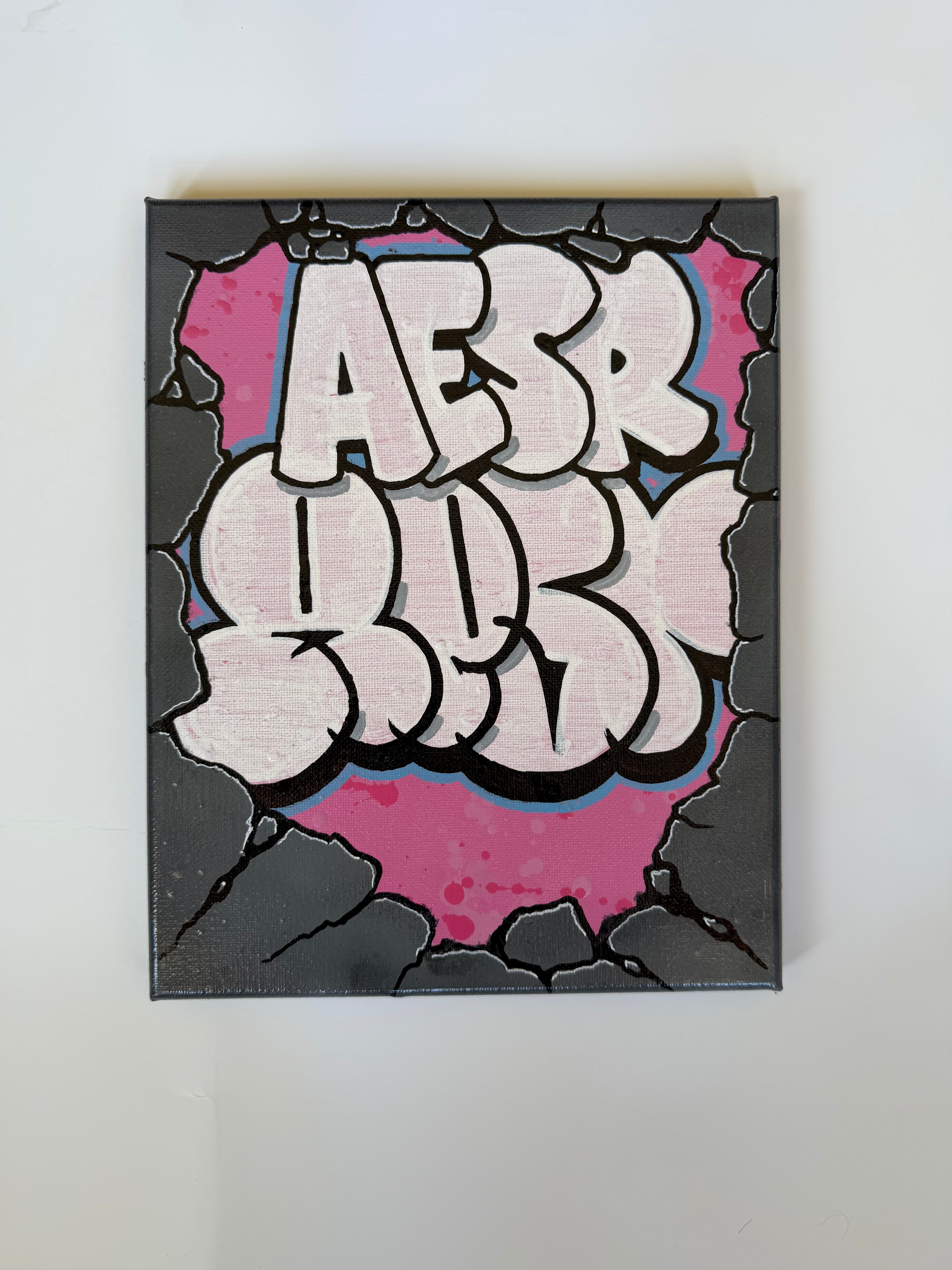 PINK THROWIE STRAIGHT LETTER CONCRETE CANVAS