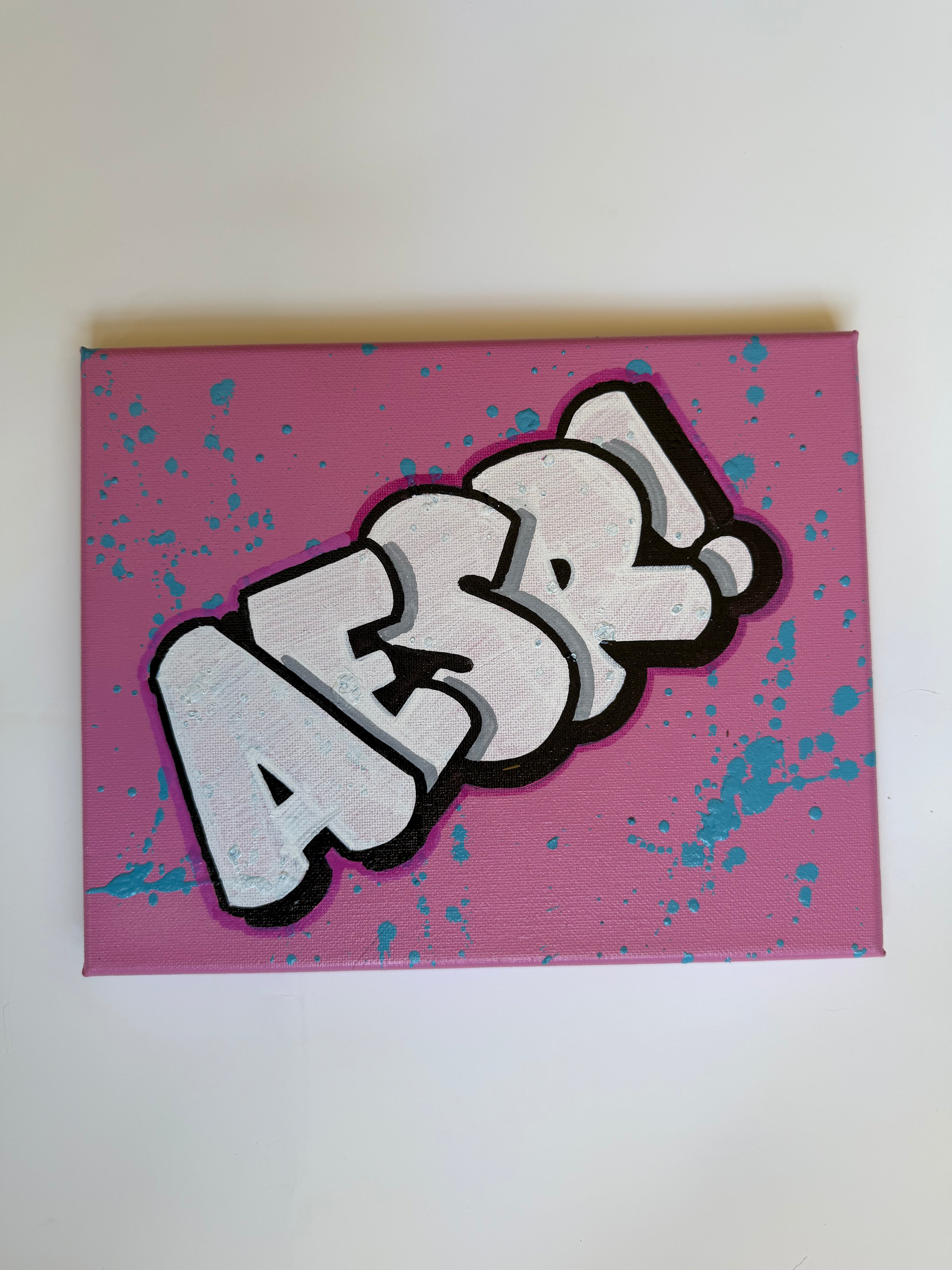 WHITE STRAIGHT LETTER PINK CANVAS