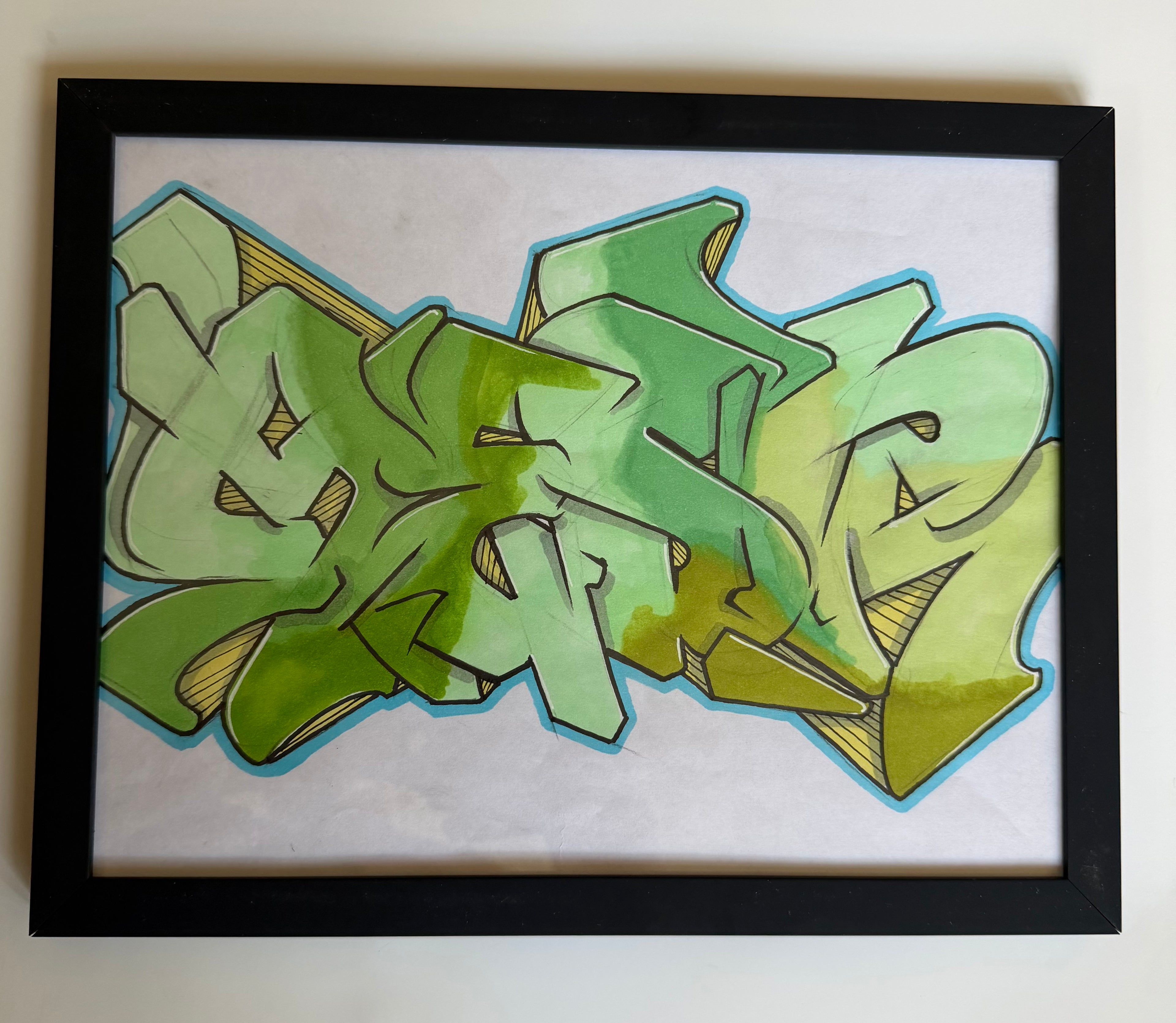 GREEN FRAMED PIECE FROM VIDEO